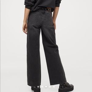 H&M wide leg high rise black jeans size 2